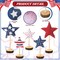 5 Pcs 4th of July Tabletop Centerpiece Standing 3D Star Decor Wood Patriotic Sign Block Fabric Ornaments Rustic Fourth of July Independence Day Crafts for American Festival Party Home Decoration